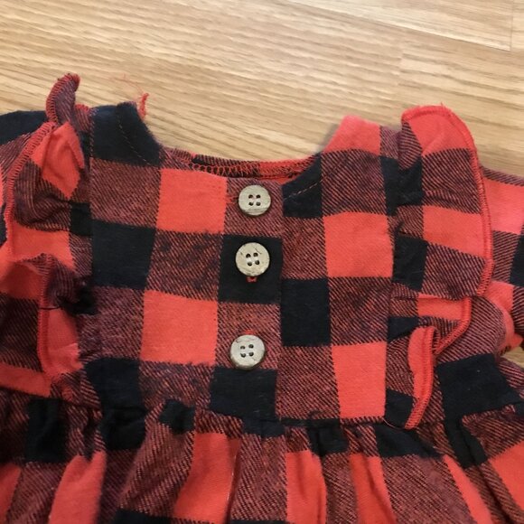 Baby Buffalo Plaid Dress Dress Long Sleeve Button Down 0/3M Monkey Bars Cotton - Picture 3 of 6